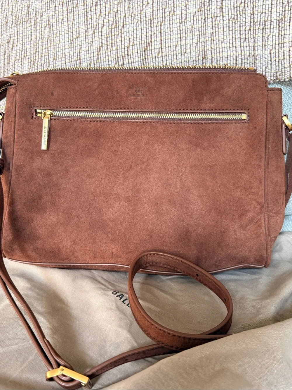 Balenciaga Brown Suede Bel Air Messenger Bag